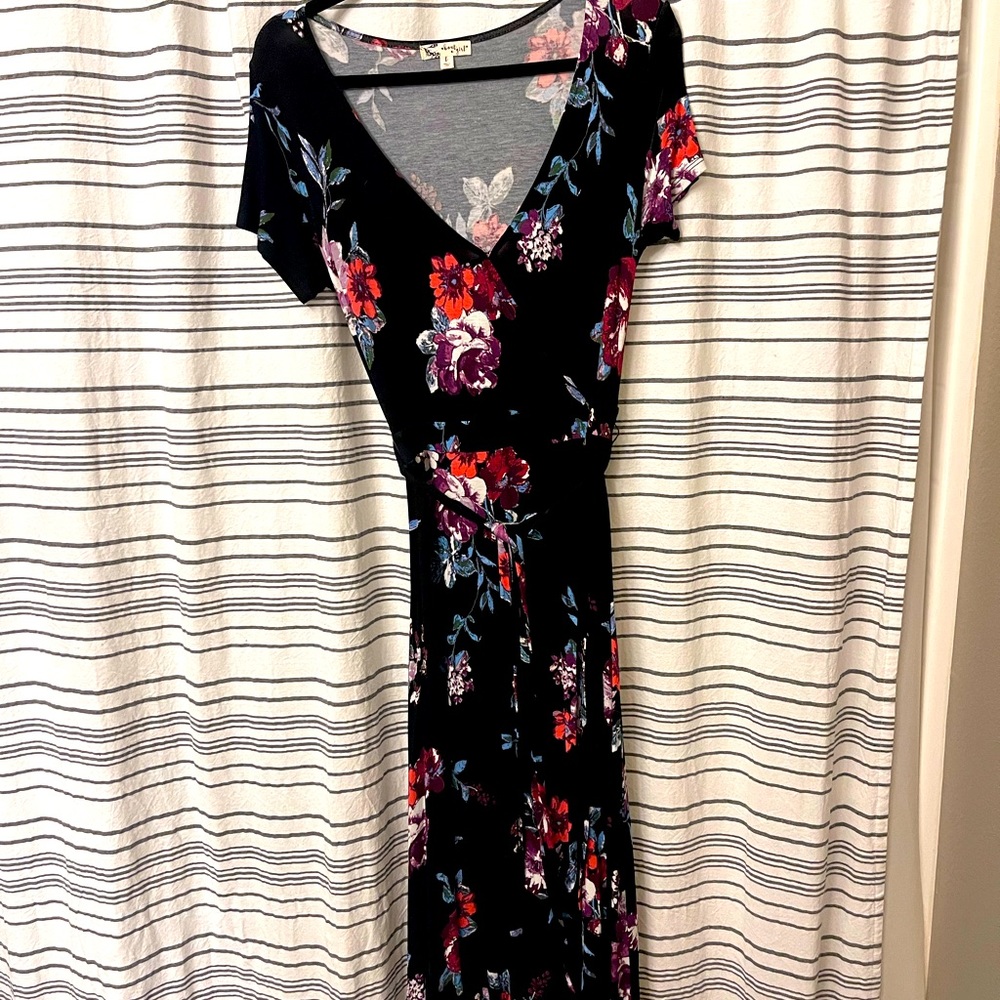 Flower Print Wrap Dress